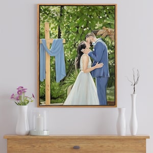 Custom Wedding Painting from Photo,Framed Oil Portrait Painting,Custom Family Painting on Canvas, Personalized Photo Gift, Wedding Gift Idea
