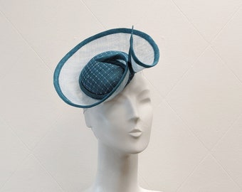 Teal Cocktail Hat, Handmade millinery, small ladies ocassion hat