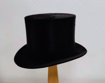 Antique Silk Top Hat, Size M, True Vintage Hat, Dunn & Co hat for groom hat Royal Ascot hat