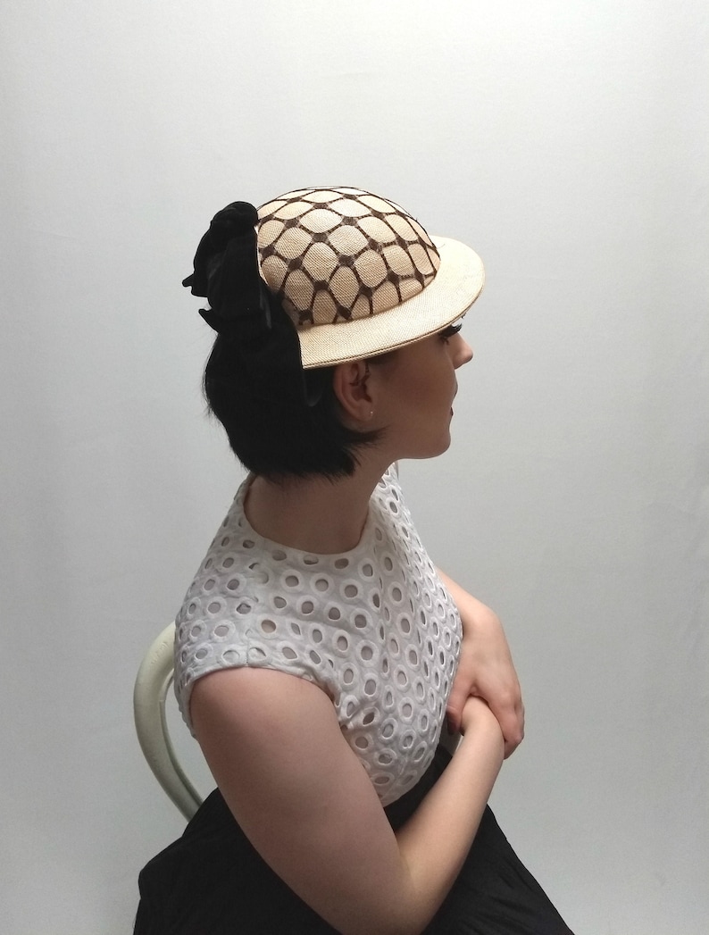 1950's Ladies Occasion Percher Tilt Hat 1940's hat for Goodwood Revival hat true vintage fashion hat mid century hat image 1