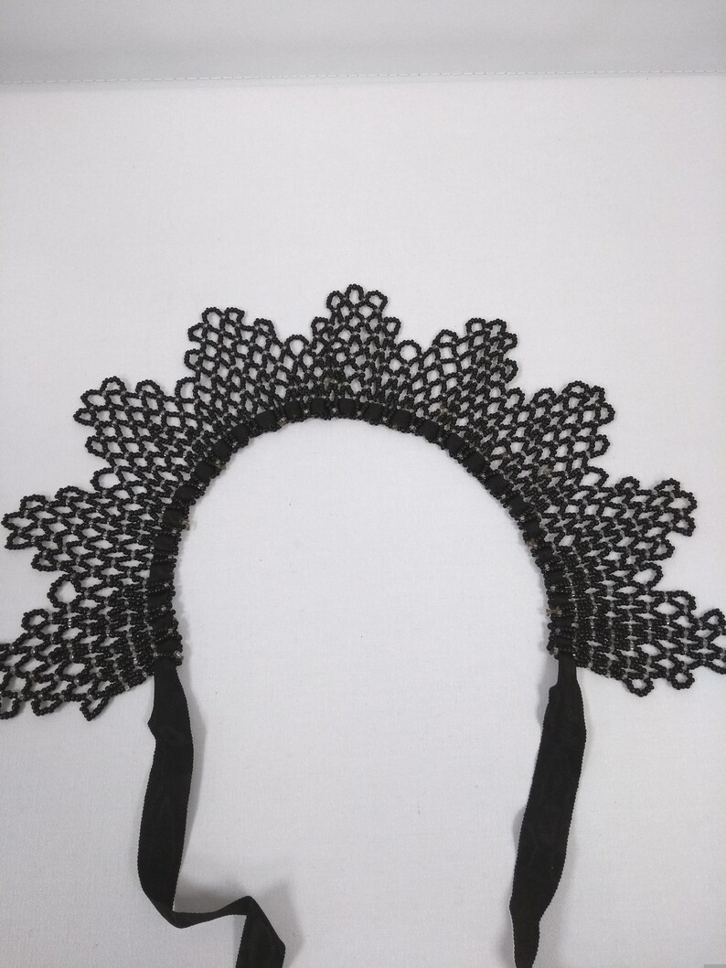 Antique Victorian Mourning Collar Choker Necklace Beaded Etsy