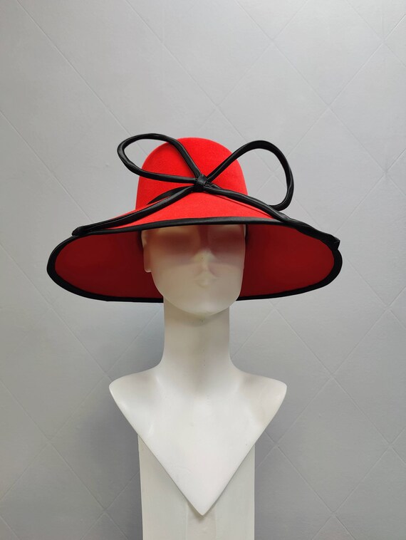 Vintage Stephen Jones Red Fur Felt Ladies Hat by M