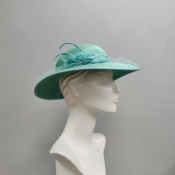 Vintage 80's Aqua/Mint Ladies Occasion Hat Wedding Hat Formal Hat for Summer Hat  Eastex Hat 80s Fashion