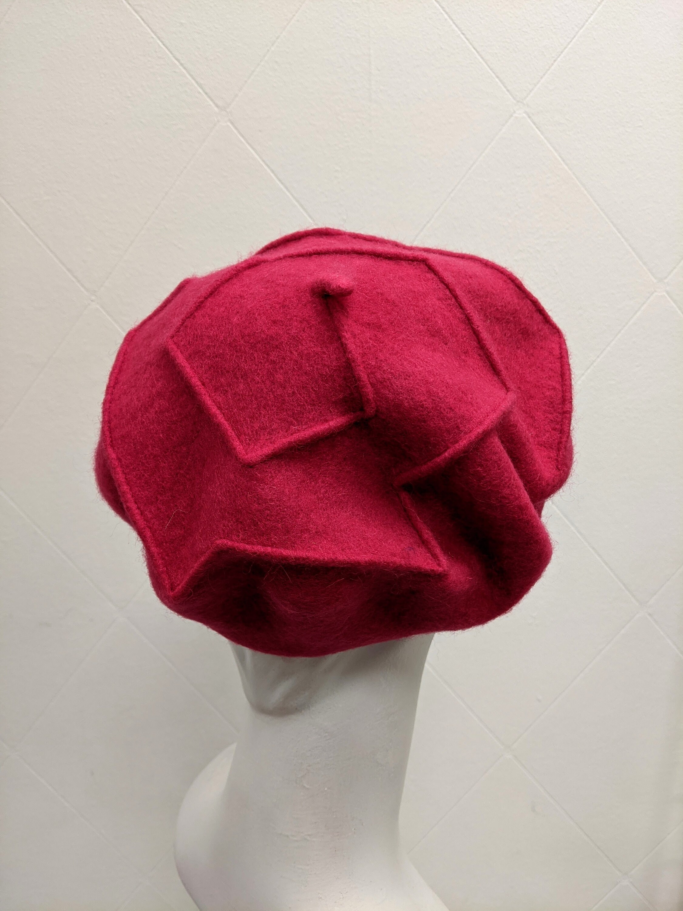 Hot Pink Wool Felt Zig Zag Unusual Beret French Style Berets Etsy
