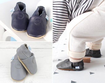 Dotty Fish Soft Leather Baby Shoes. Toddler Shoes. Non-Slip Indoor Slippers. Pram Shoes. 0-6 Months to 4-5 Years. Boys and Girls.