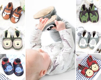 Dotty Fish Soft Leather Baby Shoes. Toddler Shoes. Non-Slip. Indoor Slippers. Pram Shoes. Animal Designs for Boys and Girls.