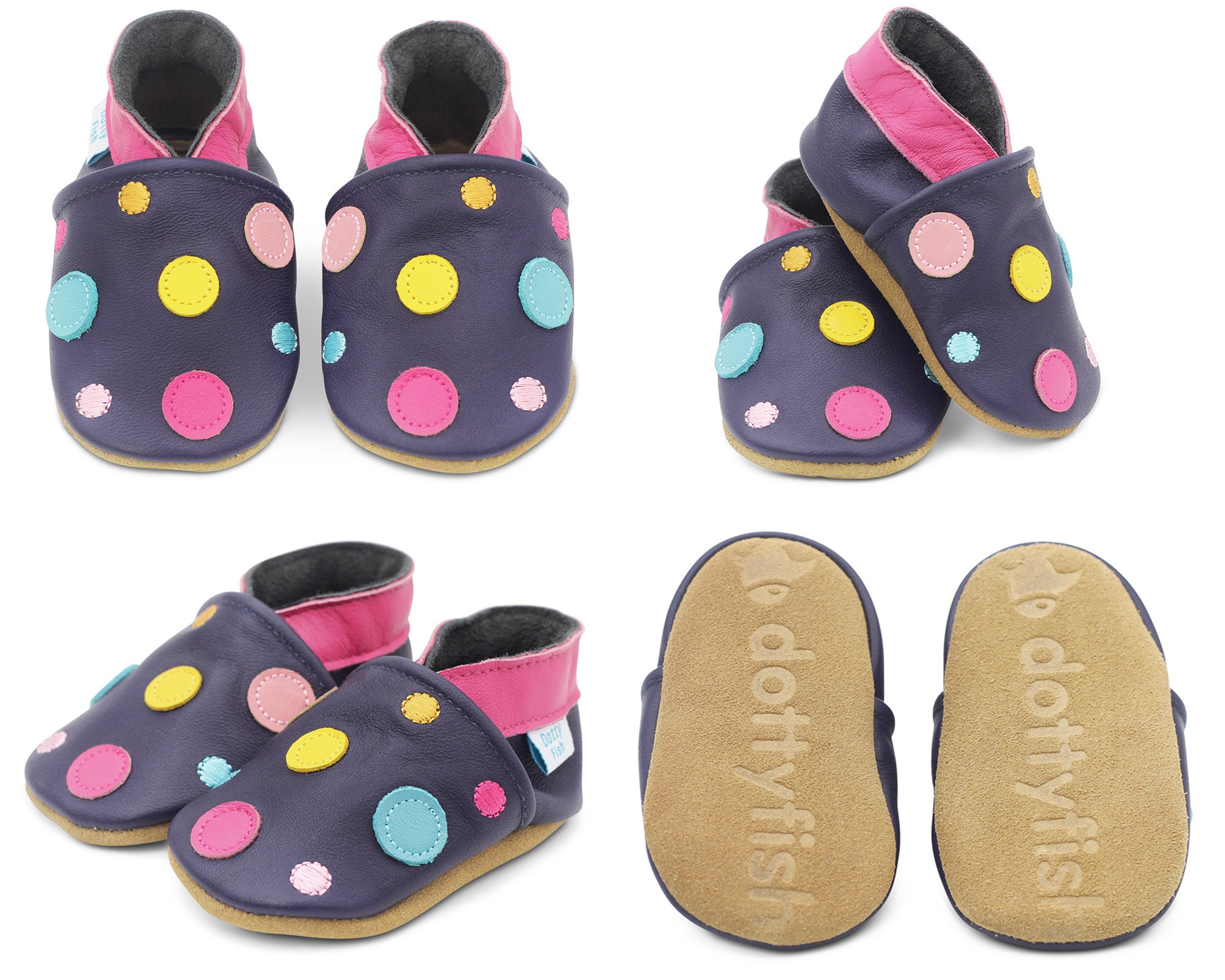 Dotty Fish Soft Leather Baby Shoes. Toddler Shoes. Non-Slip. | Etsy