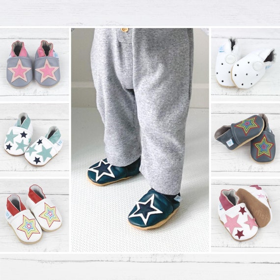 Dotty Fish Soft Leather Baby Shoes. Toddler Shoes. Non slip Indoor