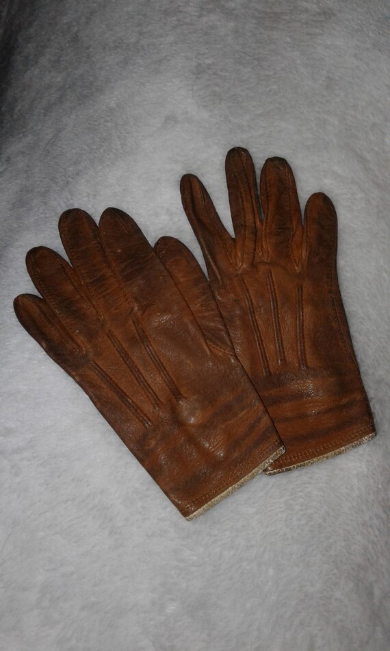 Antique Leather Baby Gloves - One Child Owner - Fr