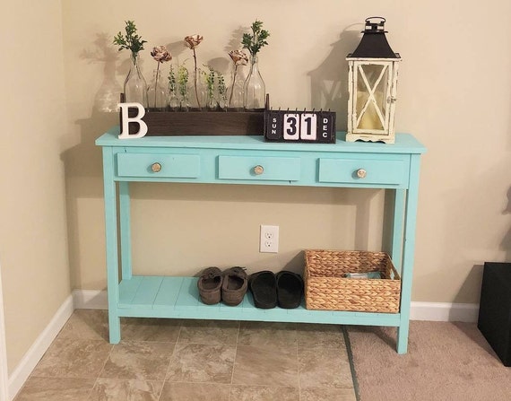 Rustic Farmhouse Entry Table With Faux Drawers Etsy