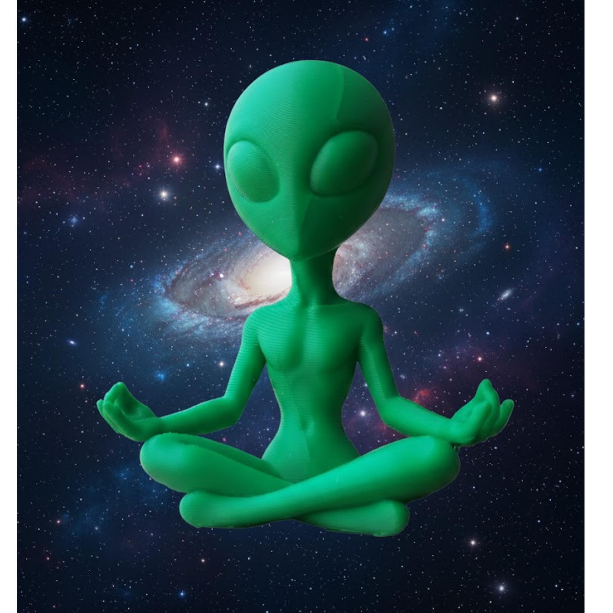 Meditating Alien Figurine: Zen Yoga Sci-fi Decor - Etsy