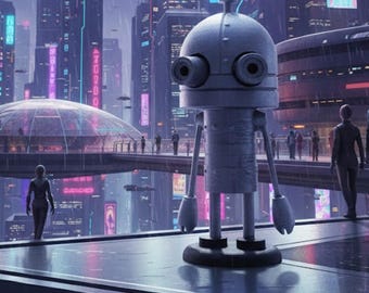 Josef Robot Figurine: Retro Silver Sci-Fi Desk Decor