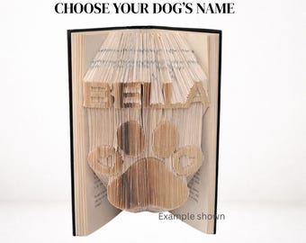 Personalised Dog Name Book Folding Pattern | Paw Print Design (Digital Download PDF)