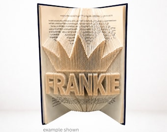 FRANKIE Crown Book Folding Pattern | Princess Name Art | Combi Cut & Fold PDF | Digital Download