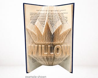 WILLOW Crown Book Folding Pattern | Princess Name Art | Combi Cut & Fold PDF | Digital Download