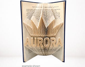 AURORA Crown Book Folding Pattern | Princess Name Art | Combi Cut & Fold PDF | Digital Download