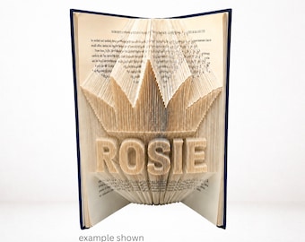 ROSIE Crown Book Folding Pattern | Princess Name Art | Combi Cut & Fold PDF | Digital Download