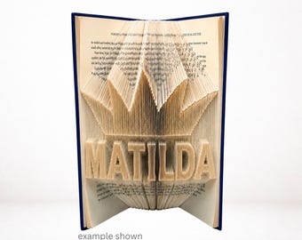 MATILDA Crown Book Folding Pattern | Princess Name Art | Combi Cut & Fold PDF | Digital Download