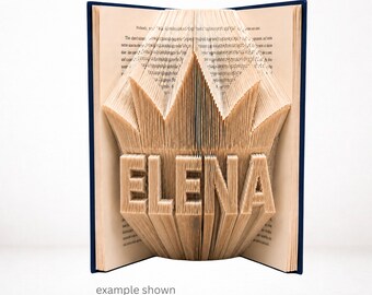 ELENA Crown Book Folding Pattern | Princess Name Art | Combi Cut & Fold PDF | Digital Download
