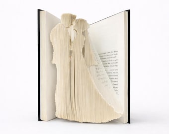Wedding Couple Book Folding Pattern | Bride Groom Silhouette Art (Digital Download)