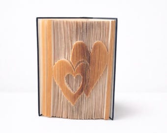 Vouwpatroon dubbel hart | Knippen en vouwen | Digitale pdf-download | Jubileumcadeau