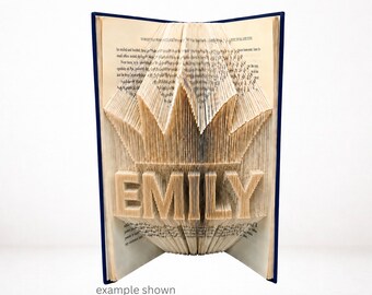 EMILY Crown Book Folding Pattern | Princess Name Art | Combi Cut & Fold PDF | Digital Download