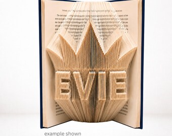 EVIE Crown Book Folding Pattern | Princess Name Art | Combi Cut & Fold PDF | Digital Download