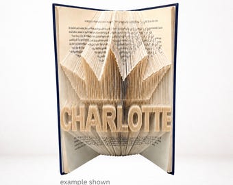 CHARLOTTE Crown Book Folding Pattern | Princess Book Fold | Combi Cut & Fold PDF | Digital Download