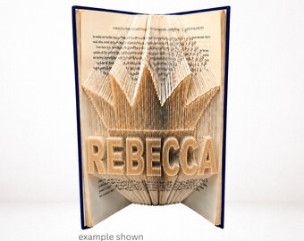 REBECCA Crown Book Folding Pattern | Princess Name Art | Combi Cut & Fold PDF | Digital Download