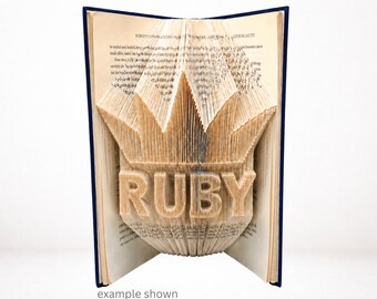 RUBY Crown Book Folding Pattern | Princess Name Art | Combi Cut & Fold PDF | Digital Download