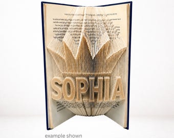 SOPHIA Crown Book Folding Pattern | Princess Name Art | Combi Cut & Fold PDF | Digital Download