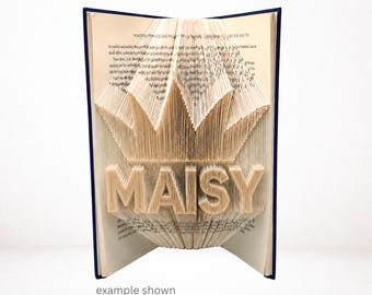 MAISY Crown Book Folding Pattern | Princess Name Art | Combi Cut & Fold PDF | Digital Download