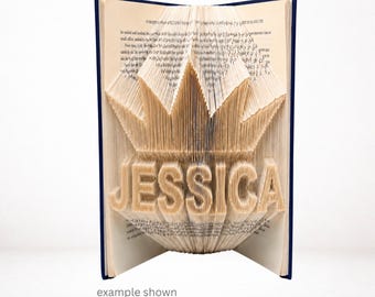 JESSICA Crown Book Folding Pattern | Princess Name Art | Combi Cut & Fold PDF | Digital Download