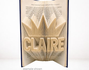 CLAIRE Crown Book Folding Pattern | Princess Name Art | Combi Cut & Fold PDF | Digital Download