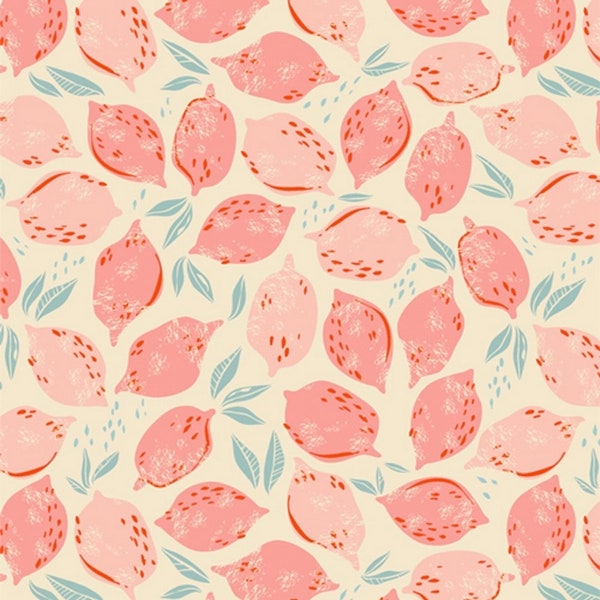 Jersey Stoff mit pink Zitronen // Art Gallery Fabrics // Baumwolljersey Meterware