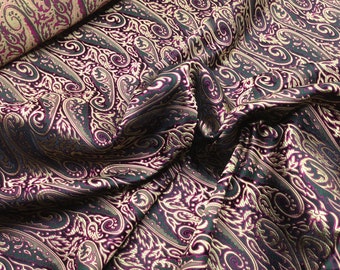 Silk Brocade with Paisley Motif - forest, gold