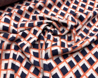 Organic cotton jacquard knit fabric with geometric diamonds I Albstoffe I Hamburger Liebe - Fatima - salmon, navy, grey