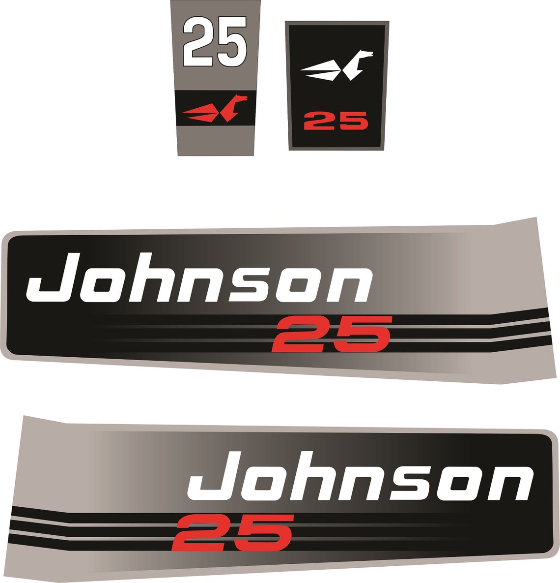 JOHNSON 25 19921994 Outboard Decal Set Replica Etsy