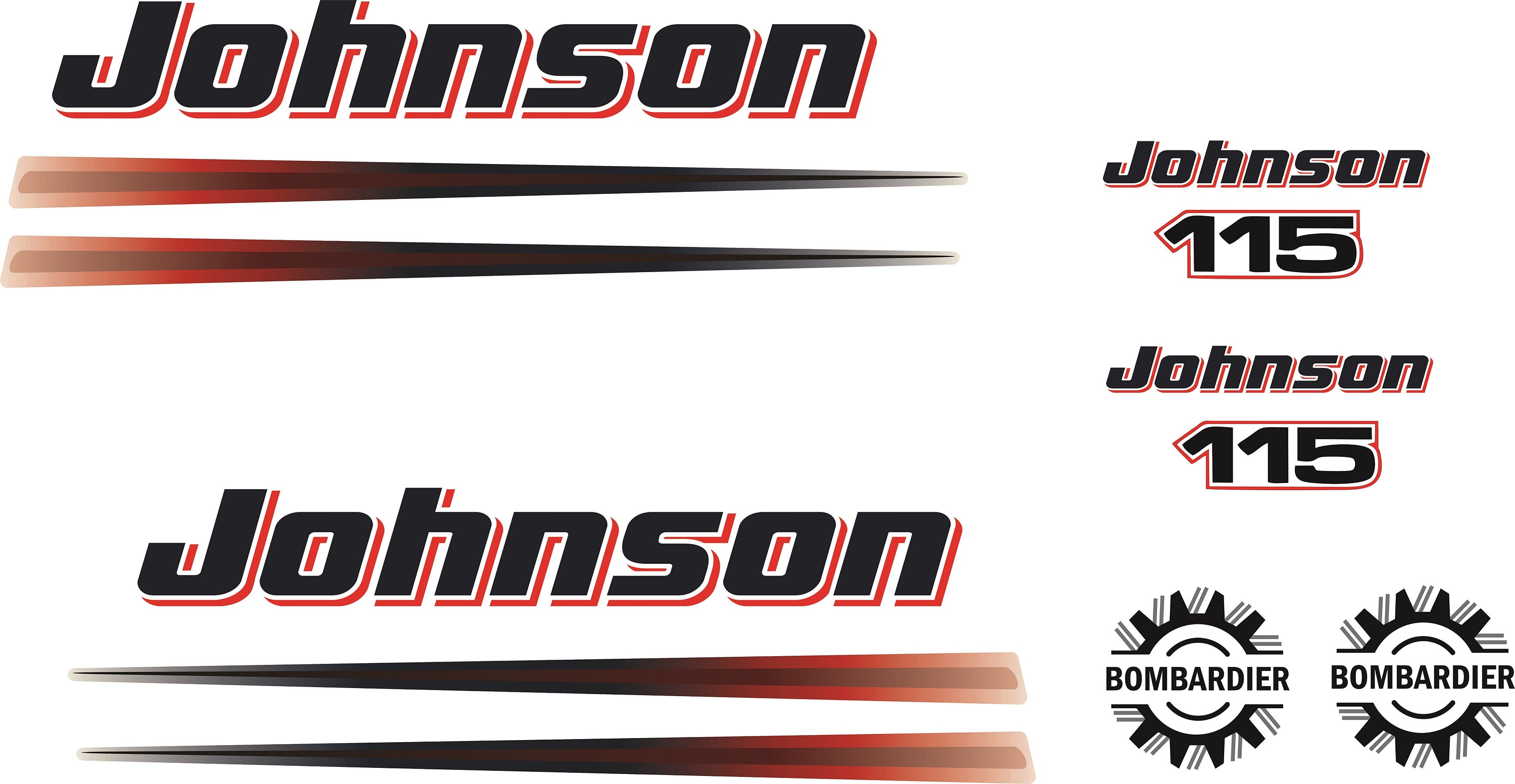 JOHNSON 115 2002 2006 Outboard decal set replica Etsy