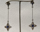 Earring starry white gold with diamonds and sapphires