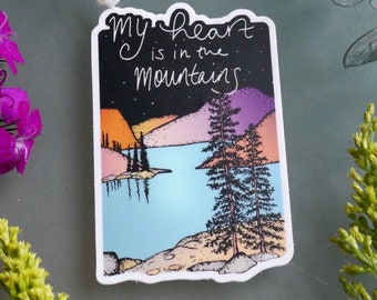 Heart in Mountains Vinyl Sticker