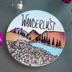 Mountains & Wanderlust Vinyl Sticker