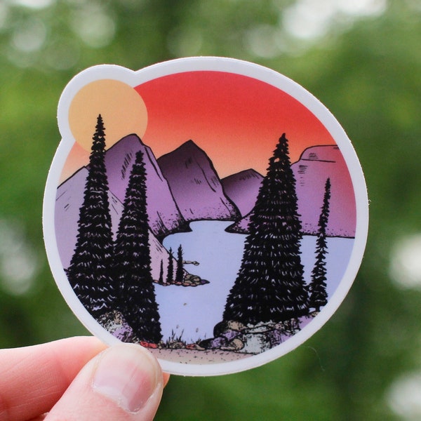 Mountains at Sunset Vinyl Sticker