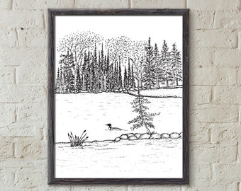 Loon on the Lake Art Print