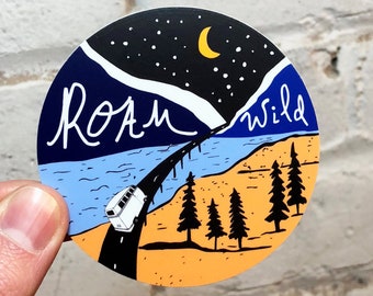 Roam Wild Adventure Sticker: Weatherproof Vinyl Decal