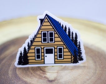 Cozy Cabin in the Woods Vinyl Decal | Outdoors Adventure Sticker | Minimal Rustic Home Art