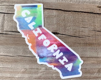 California in Color Sticker | Hand Painted California State Vinyl Decal | Hand Lettered Die Cut Sticker | Waterproof Travel Art