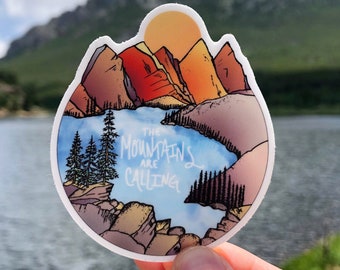 The Mountains are Calling Vinyl Sticker