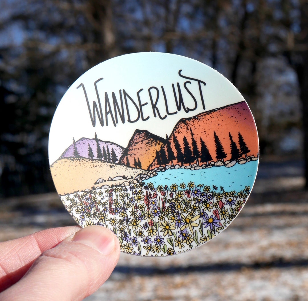 Mountains & Wanderlust Vinyl Sticker – Hand Drawn Adventure Nature ...