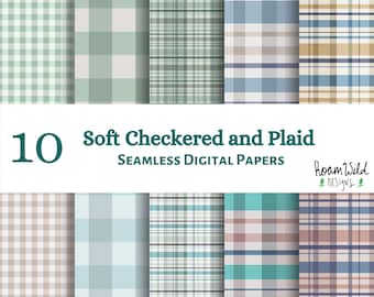 Soft Plaid Seamless Pattern, Soft Boho Backgrounds, Printable Digital Paper, Check Pattern, Commercial Use